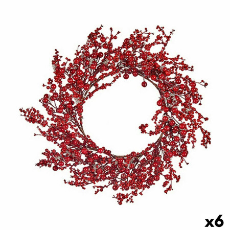 couronne de noel rouge plastique 48 x 10 x 48 cm 6 unites