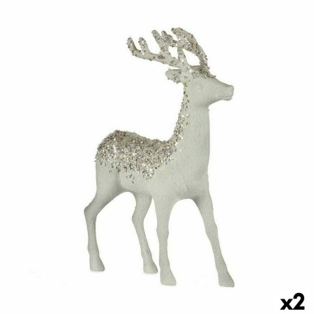 renne de noel blanc plastique 15 x 45 x 30 cm 2 unites