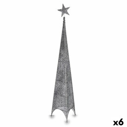 sapin de noel tour etoile argente metal plastique 34 x 154 x 34 cm 6 unites