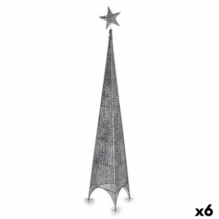 sapin de noel tour etoile argente metal plastique 34 x 154 x 34 cm 6 unites