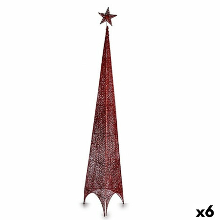sapin de noel tour etoile rouge metal plastique 34 x 154 x 34 cm 6 unites