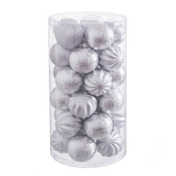 boules de noel argente plastique 6 x 6 x 6 cm 30 unites