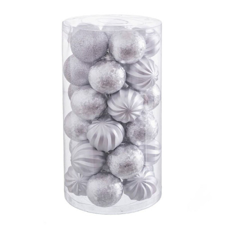 boules de noel argente plastique 6 x 6 x 6 cm 30 unites