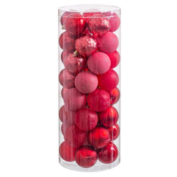 boules de noel rouge plastique 6 x 6 x 6 cm 40 unites