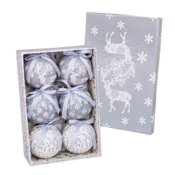 boules de noel blanc argente papier polyfoam cerf 75 x 75 x 75 cm 6 unites