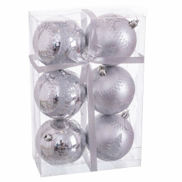 boules de noel argent plastique cerf 8 x 8 x 8 cm 6 unites