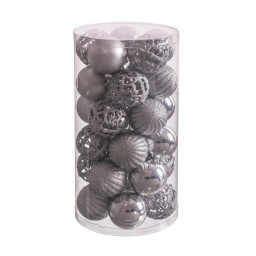 boules de noel argente plastique 5 x 5 x 5 cm 30 unites