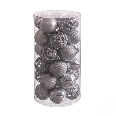 boules de noel argente plastique 5 x 5 x 5 cm 30 unites