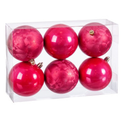 boules de noel fraise plastique 8 x 8 x 8 cm 6 unites