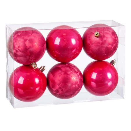 boules de noel fraise plastique 8 x 8 x 8 cm 6 unites
