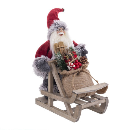 decorations de noel multicouleur bois plastique polyresine tissu traineau 30 cm