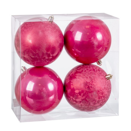 boules de noel fraise plastique 10 x 10 x 10 cm 4 unites