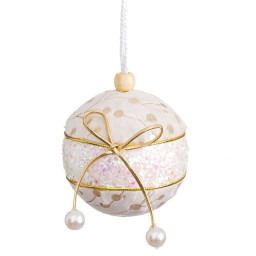 boules de noel blanc dore polyfoam tissu lien 10 x 10 x 10 cm 3 unites