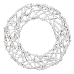 couronne de noel blanc bois de paulownia 60 x 5 x 60 cm