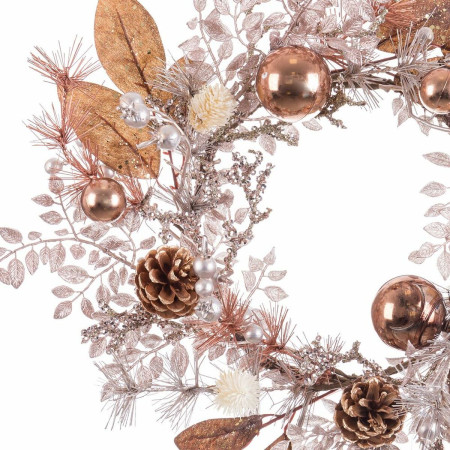 couronne de noel cuivre rotin plastique ananas 45 cm
