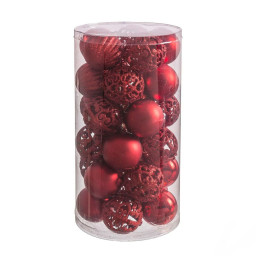 boules de noel rouge plastique 5 x 5 x 5 cm 30 unites
