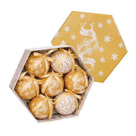 boules de noel dore papier polyfoam cerf 75 x 75 x 75 cm 7 unites
