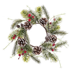 couronne de noel rouge vert blancvert plastique ananas 30 x 30 cm
