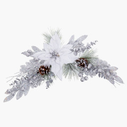accroches portes noel blanc argente plastique ananas 73 cm