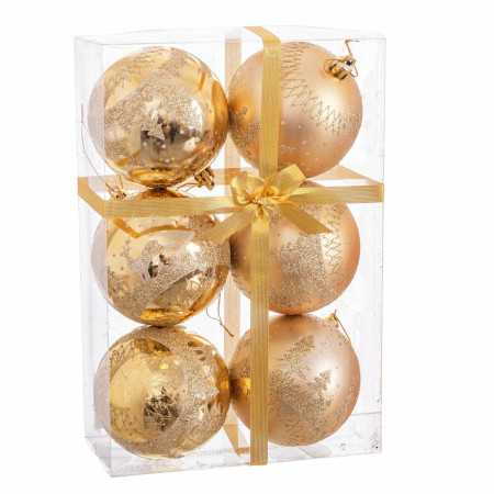 boules de noel dore plastique cerf 8 x 8 x 8 cm 6 unites