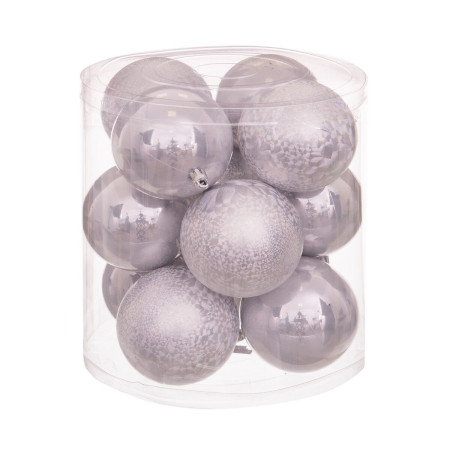 boules de noel argente plastique 8 x 8 x 8 cm 12 unites