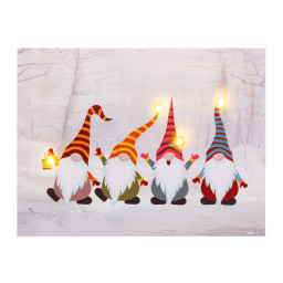 cadre noel multicouleur bois toile 40 x 30 x 18 cm