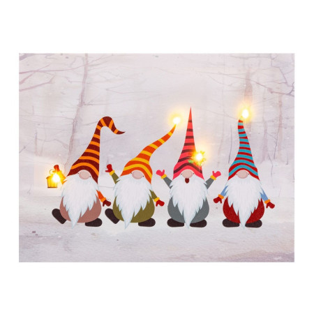 cadre noel multicouleur bois toile 40 x 30 x 18 cm