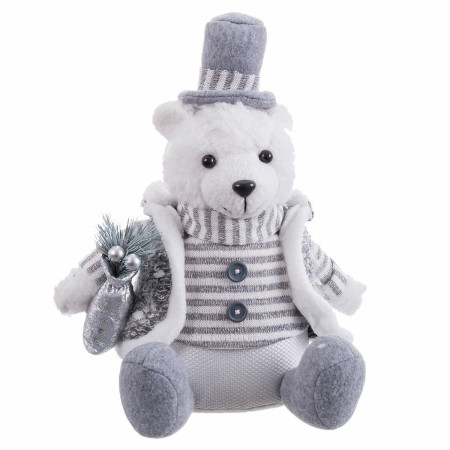 decorations de noel blanc gris sable tissu ours polaire 10 x 13 x 28 cm