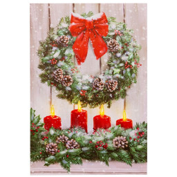 cadre noel multicouleur bois toile 40 x 60 x 18 cm