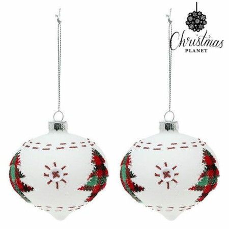 boules de noel 8 cm 2 uds verre blanc