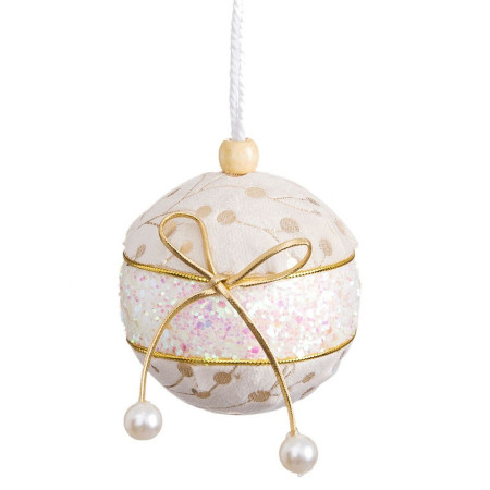 boules de noel blanc dore polyfoam tissu lien 8 x 8 x 8 cm 4 unites