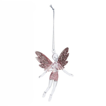 decoration suspendue christmas decoration sapin de noel rose ange plastique 8 x 3 x 13 cm