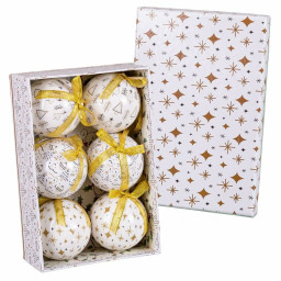 boules de noel blanc dore papier polyfoam 75 x 75 x 75 cm 6 unites