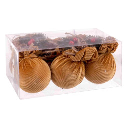boules de noel multicouleur dore velours cotele foam 6 x 6 x 6 cm 6 unites