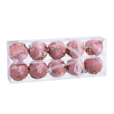 boules de noel rose dore polyfoam tissu 6 x 6 x 6 cm 10 unites
