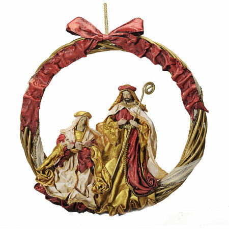 decorations de noel dkd home decor rouge dore plastique couronne 50 x 5 x 50 cm