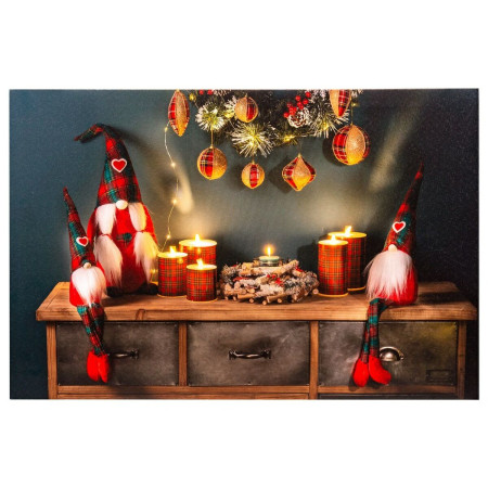 cadre noel multicouleur bois toile 60 x 18 x 40 cm