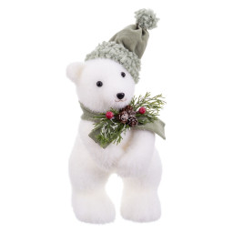 decorations de noel blanc multicouleur plastique polyfoam tissu ours 13 x 15 x 30 cm