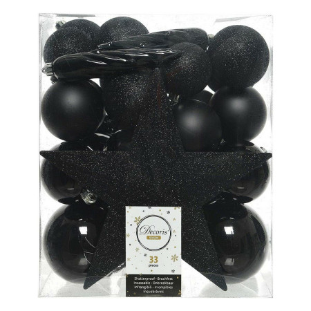 boules de noel decoris noir multicouleur 33 pieces