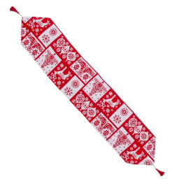 chemin de table noel blanc rouge polyester 180 x 33 cm