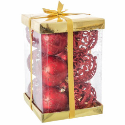boules de noel rouge plastique 6 x 6 x 6 cm 12 unites