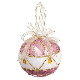 boules de noel blanc rose polyfoam tissu 10 x 10 x 10 cm 3 unites