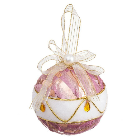 boules de noel blanc rose polyfoam tissu 10 x 10 x 10 cm 3 unites