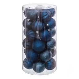 boules de noel bleu plastique 6 x 6 x 6 cm 30 unites