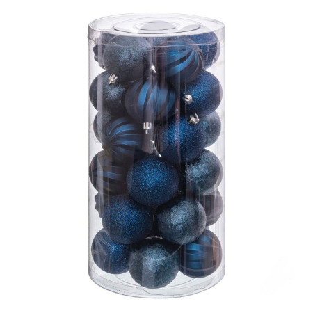 boules de noel bleu plastique 6 x 6 x 6 cm 30 unites
