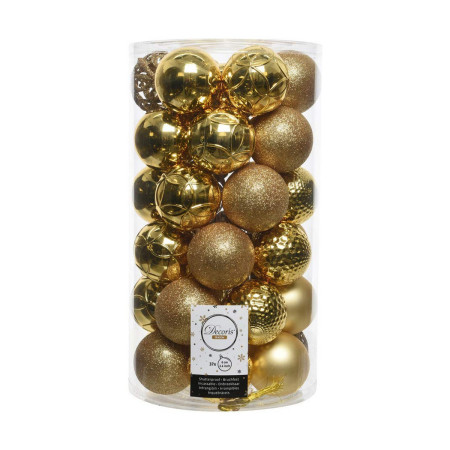 boules de noel decoris 37 pieces or dore o 6 cm