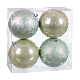boules de noel vert plastique 10 x 10 x 10 cm 4 unites