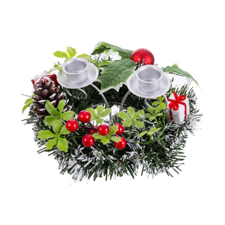 bougeoirs de noel rouge multicouleur metal plastique ananas 15 cm