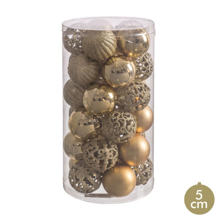 boules de noel dore plastique 5 x 5 x 5 cm 30 unites