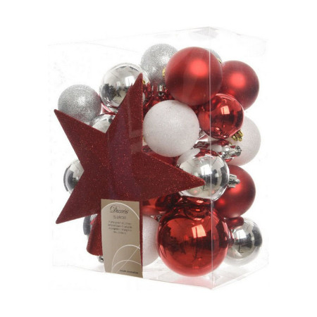 boules de noel decoris 33 pieces rojoblanco